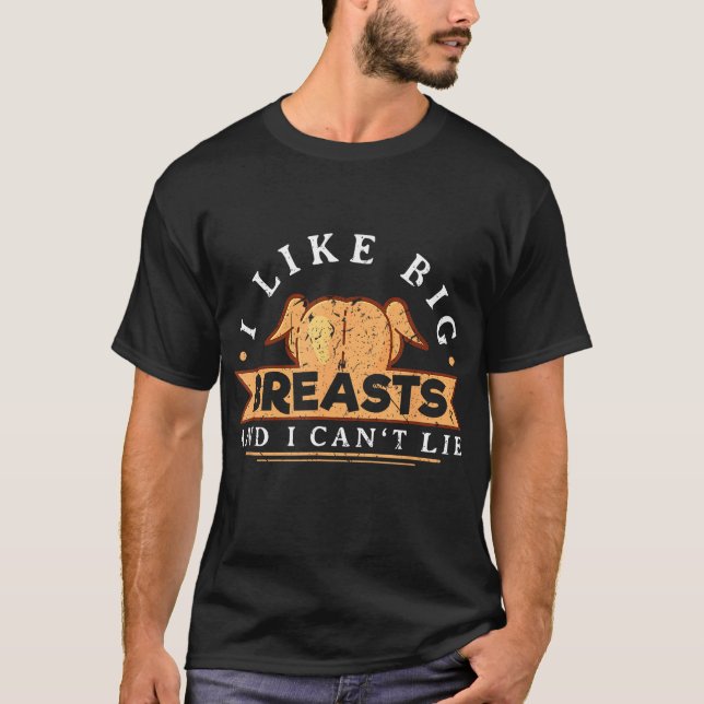 Ich mag Big Breasts Funny Erntedank Türkei Joke T-Shirt (Vorderseite)