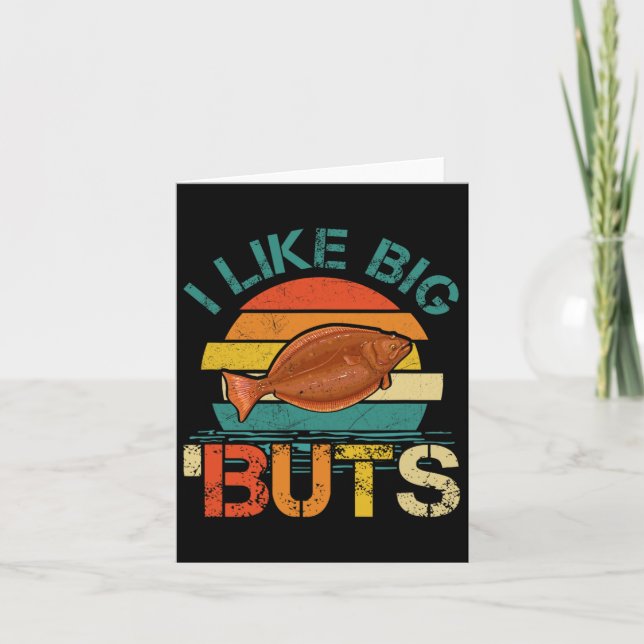 Ich mag Big Buts Halibut für Haibut Fischfang Karte (Vorderseite)