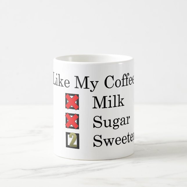 Ich mag... Black Coffee 2 Süßstoffe Kaffee Tasse (Mittel)