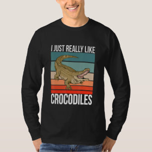 Ich mag Crocodiles Retro Croc Reptil T-Shirt