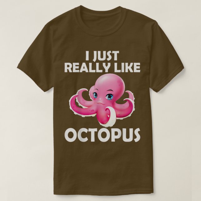 Ich mag den Niedlichen Octopus-Ozean einfach nur T-Shirt (Design vorne)