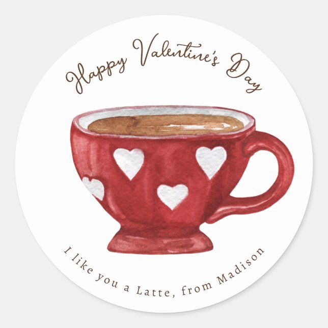 Ich mag dich als Latte Valentine Runder Aufkleber (Vorderseite)