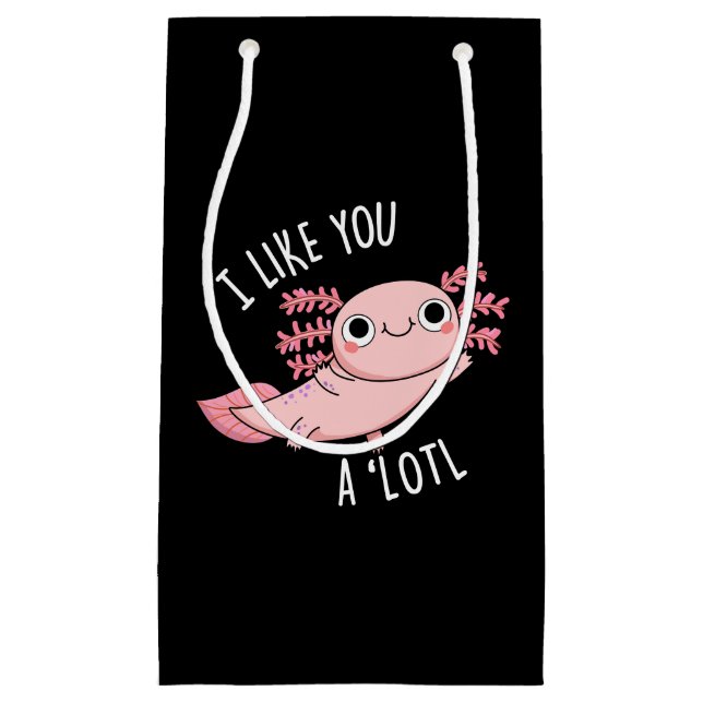 Ich mag dich ein wenig lustig Axolotl Puck Dark BG Kleine Geschenktüte (Vorderseite)