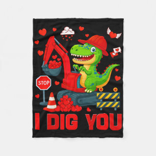 Ich mag dich lustiges Herz Dinosaurier LKW Valenti Fleecedecke