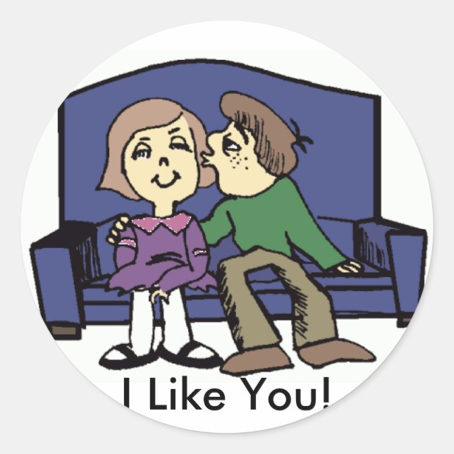 Ich mag dich Valentine Runder Aufkleber (Vorderseite)