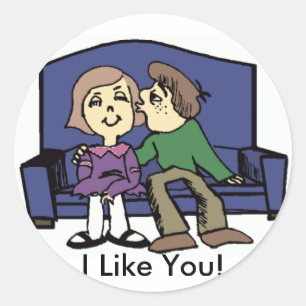 Ich mag dich Valentine Runder Aufkleber