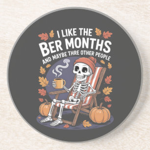Ich mag die Ber Months Funny Spooky Skeleton Xmas Getränkeuntersetzer