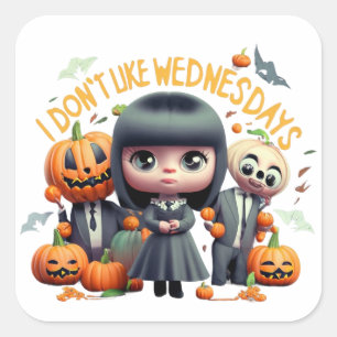 Ich mag die Halloween am Mittwoch nicht Quadratischer Aufkleber