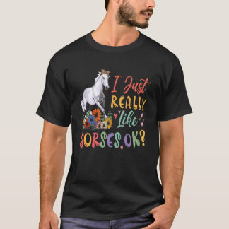 Ich mag die Krawatte von Pferden als Blumenpferd T-Shirt