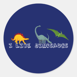 Ich mag Dinosaurier Blue Runder Aufkleber
