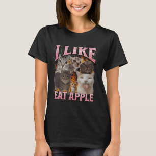 Ich mag Eat Apple Funny Cat Meme Bootleg Graphic T-Shirt