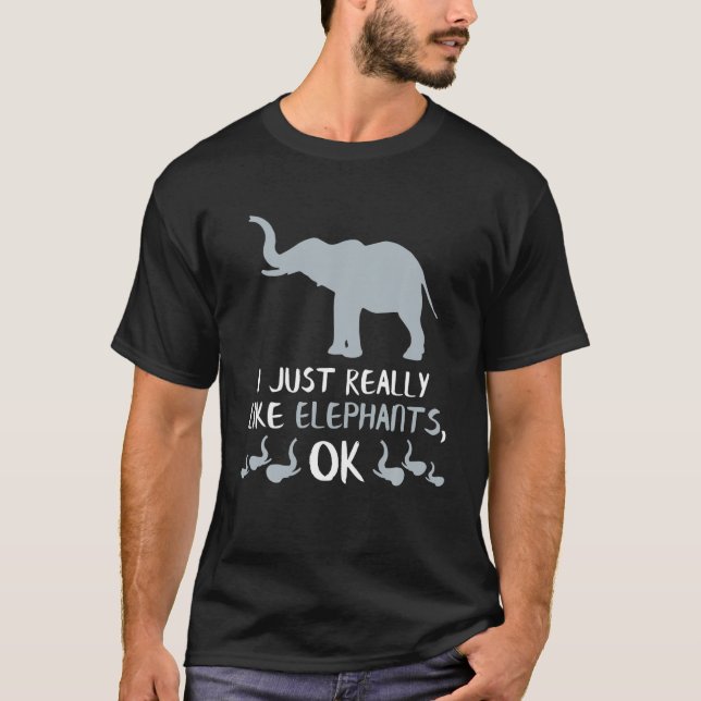Ich mag Elefanten einfach nur Liebe scheuen T-Shirt (Vorderseite)