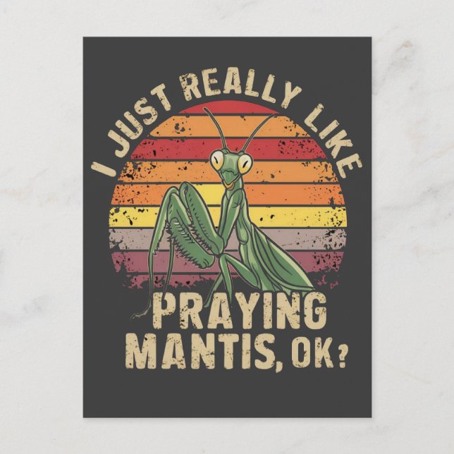 Ich mag es wirklich, Mantis Ok Insekt Retro zu bet Postkarte (Vorderseite)