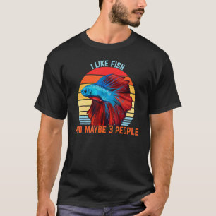 Ich mag Fisch und vielleicht 3 Leute Retro-Design T-Shirt
