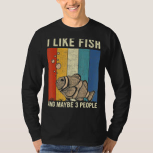 Ich mag Fisch und vielleicht 3 Leute Retro Fisch 1 T-Shirt