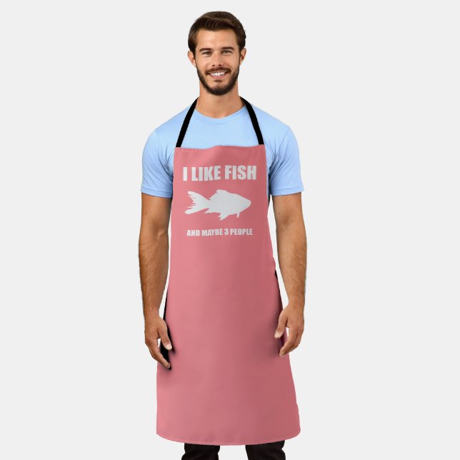 Ich mag Fisch und vielleicht 3 Leute Shirt gibt Sc Schürze (Getragen)