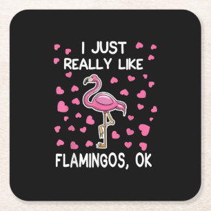 Ich mag Flamingos, Ok Flamingo Lover Rechteckiger Pappuntersetzer