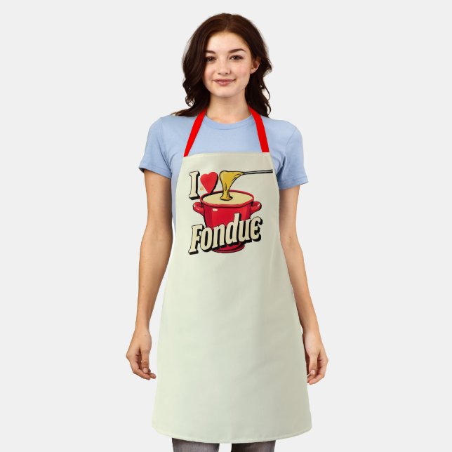Ich mag Fondue -Typografie  Schürze (Getragen)