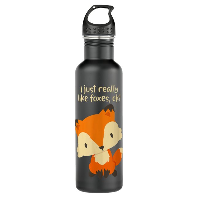 Ich mag Foxes einfach OK - Niedlich Fox Edelstahlflasche (Vorderseite)