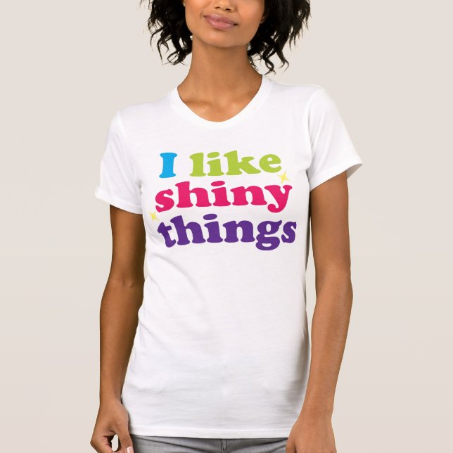 Ich mag glänzenden Sachen V-Hals T-Shirt (Vorderseite)