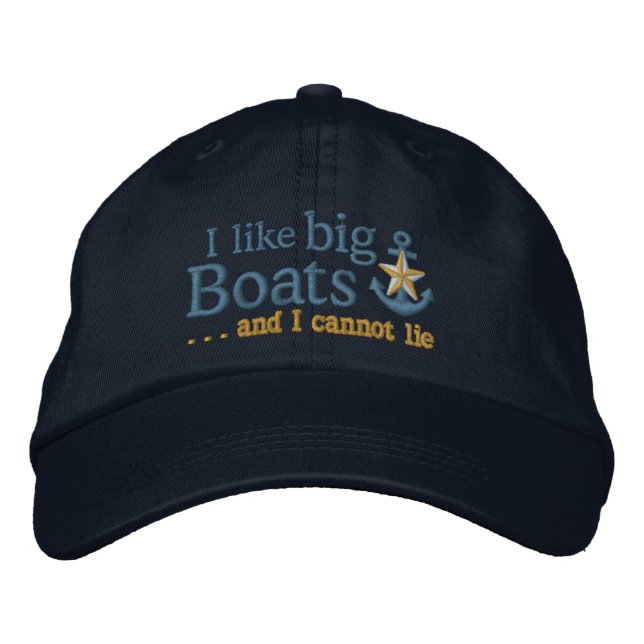 Ich mag große Boote Spaß Nautical Golden Star Anke Bestickte Kappe (Vorderseite)