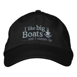 Ich mag große Boote Spaß Nautical Silver Star Anke Bestickte Baseballkappe