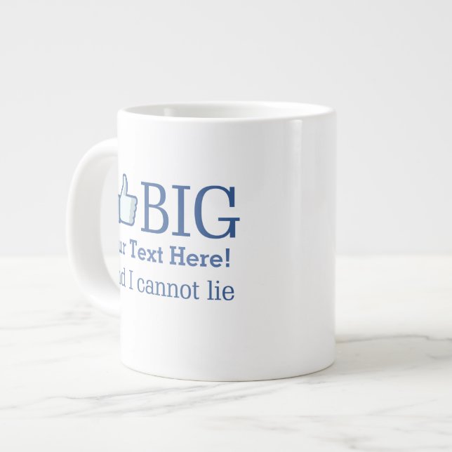 Ich mag großen Personalisierten Text leicht Jumbo-Tasse (Vorderseite Links)