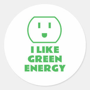 Ich mag grüne Energie lustige elektrische Steckdos Runder Aufkleber