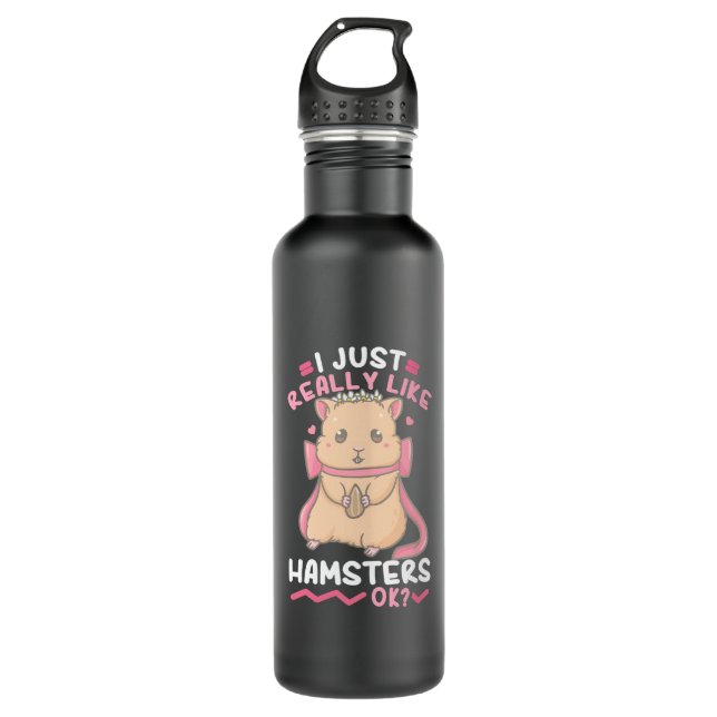 Ich mag Hamster einfach. Edelstahlflasche (Vorderseite)