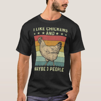 Ich mag Hühner und vielleicht 3 Leute Retro 60er 7 T-Shirt