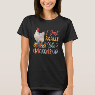 Ich mag Hühner wirklich gerne Blumen-Huhn-Schlips T-Shirt