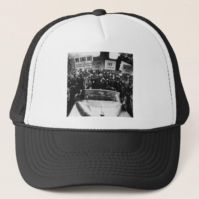 Ich mag Ike Dwight D. Eisenhower Kampagne Truckerkappe (Vorderseite)