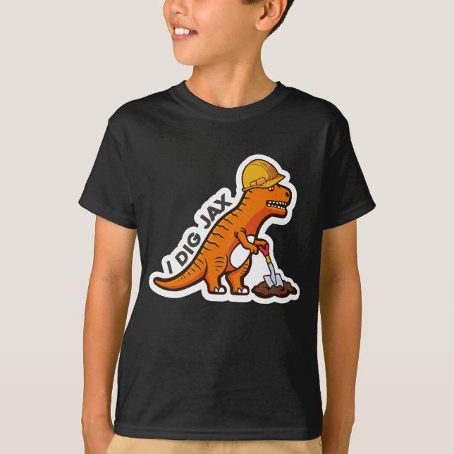 Ich mag Jax Dino T-Shirt (Vorderseite)