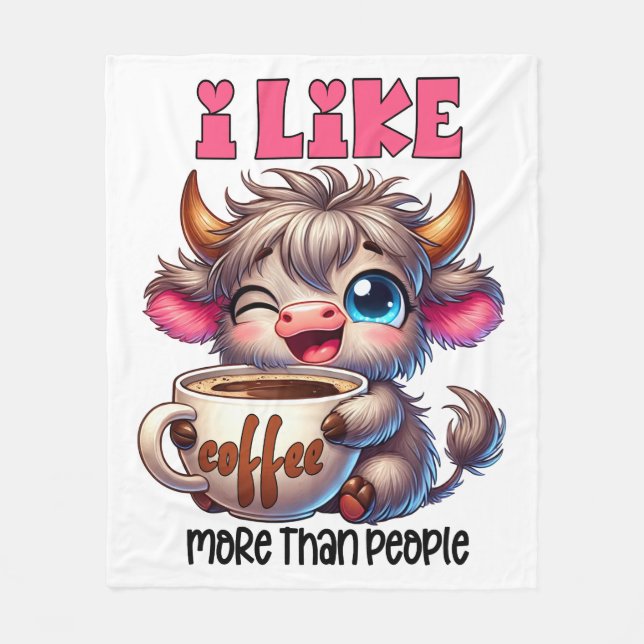 Ich mag Kaffee mehr als Menschen  Fleecedecke (Vorderseite)