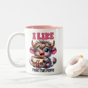 Ich mag Kaffee mehr als Menschen Zweifarbige Tasse