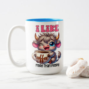 Ich mag Kaffee mehr als Menschen  Zweifarbige Tasse