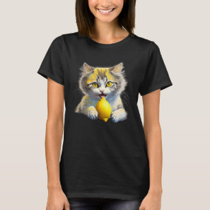 Ich mag Katze Zitrone Süße Katze Zitronen Lustiges T-Shirt