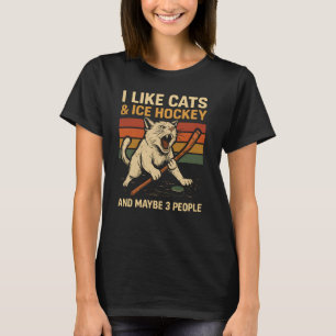 Ich mag Katzen & Eishockey und vielleicht 3 Leute T-Shirt