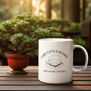 Ich mag Katzen und Bücher und vielleicht 3 Leute T Kaffeetasse