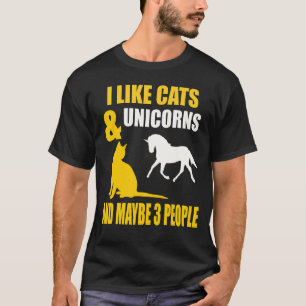Ich mag Katzen und Einhörner Spaßiges Tier-Outfit T-Shirt