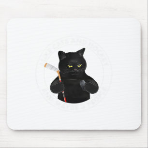 Ich mag Katzen und Hockey und vielleicht 3 Leute L Mousepad
