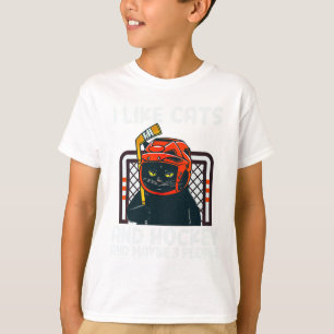 Ich mag Katzen und Hockey und vielleicht 3 Leute s T-Shirt