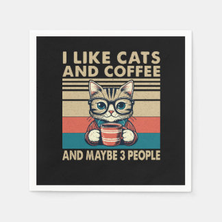 Ich mag Katzen und Kaffee und vielleicht 3 Leute Serviette