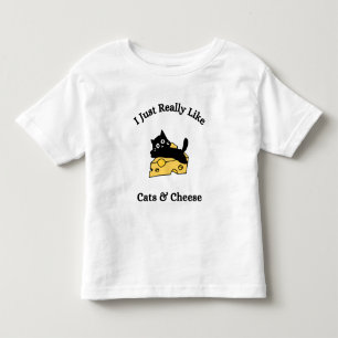 Ich mag Katzen und Käse schwarze Schrift Kleinkind T-shirt