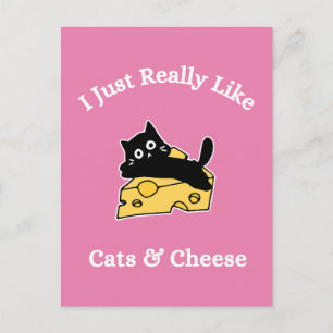 Ich mag Katzen und Käse Weiße Schrift wirklich ger Postkarte
