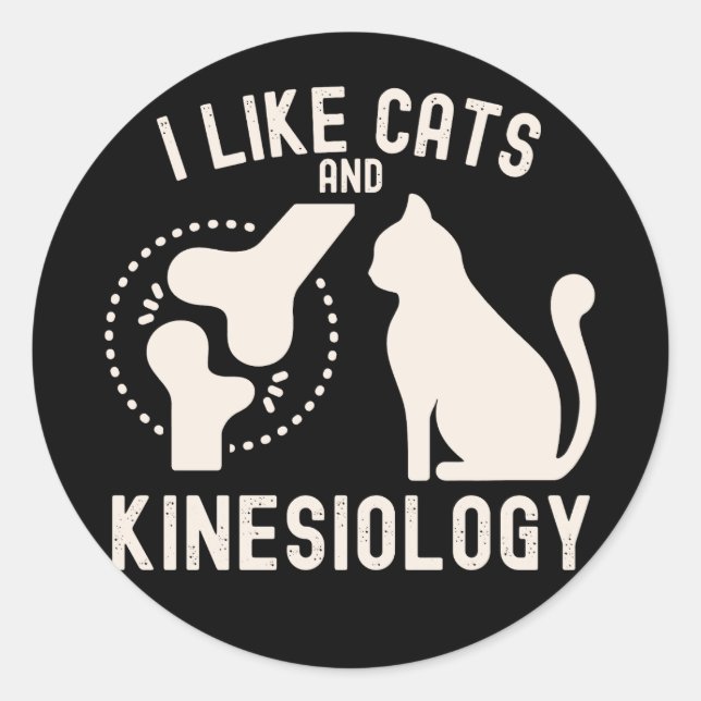 Ich mag Katzen und Kinesiologie Runder Aufkleber (Vorderseite)