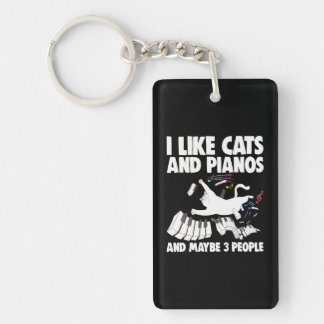 Ich mag Katzen und Klavierfrauen Musikerin Klavier Schlüsselanhänger