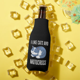 Ich mag Katzen und Motocross-Geschenke Flaschenkühler