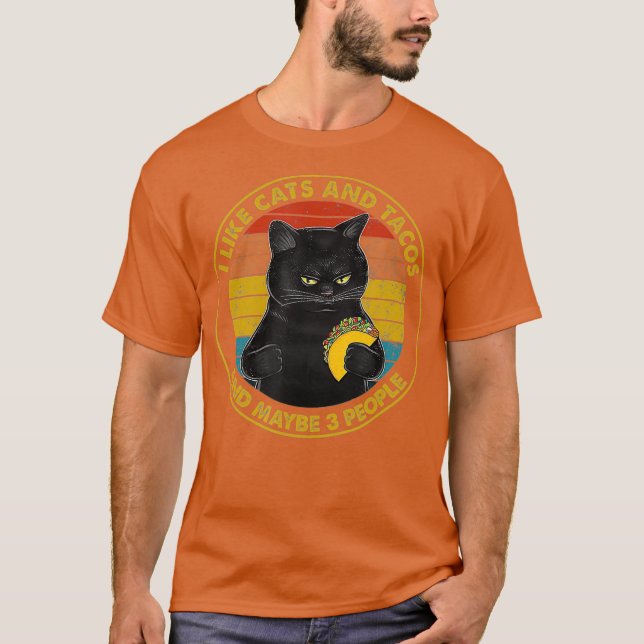 Ich mag Katzen und Tacos und vielleicht 3 Leute T-Shirt (Vorderseite)