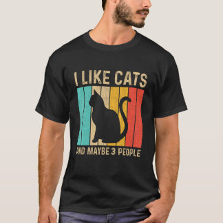 Ich mag Katzen und vielleicht haben 3 Leute Retro  T-Shirt